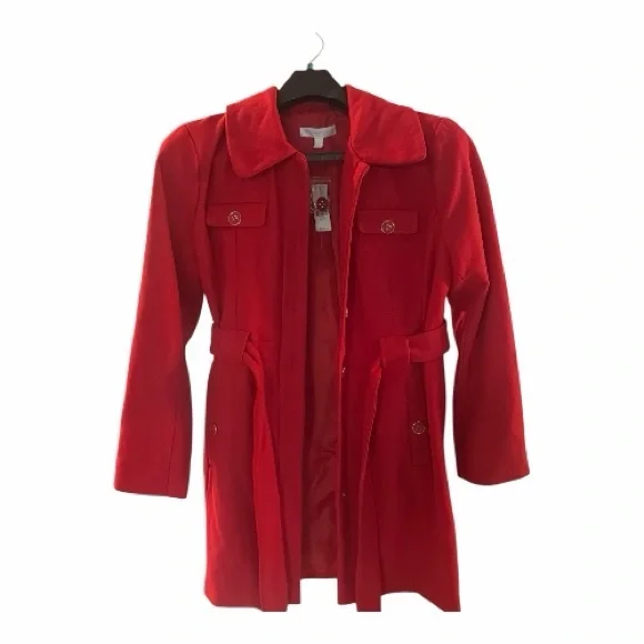 New York & Company Vibrant Red Belted Jacket Size XL NWT - Picture 8 of 9